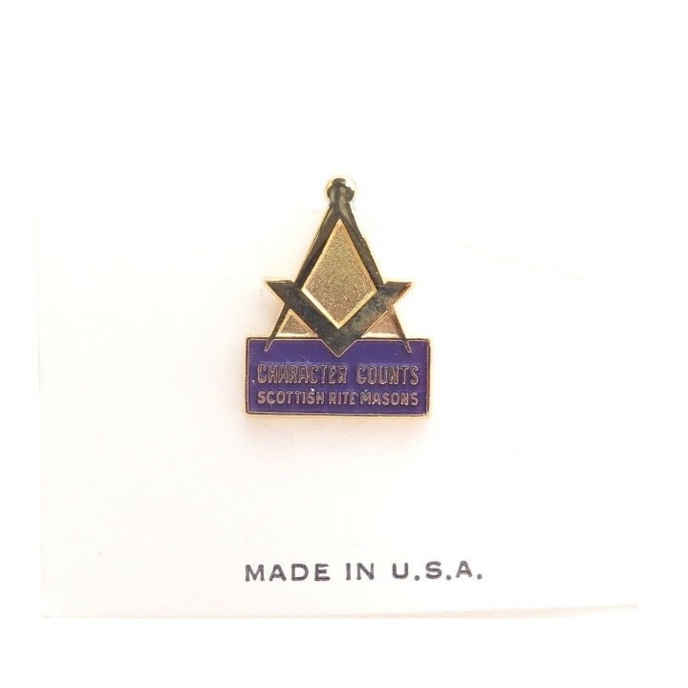 VINTAGE CHARACTER COUNTS FREE MASON PIN